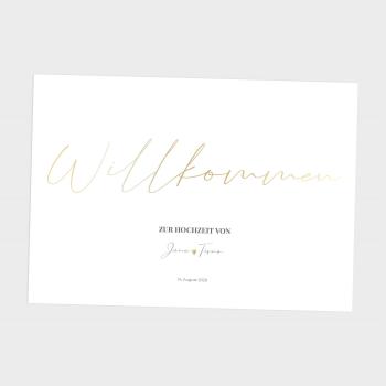 Metallicposter "Willkommen 2" | Goldposter | Willkommensschild | Hochzeitstafel | Personalisiertes Poster